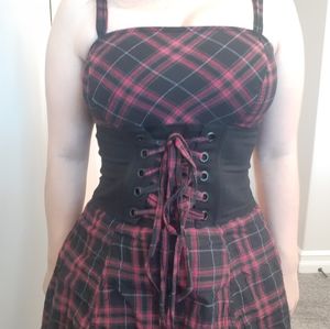 NWT Tripp NYC Pink/Red Plaid Corset Dress Size Large